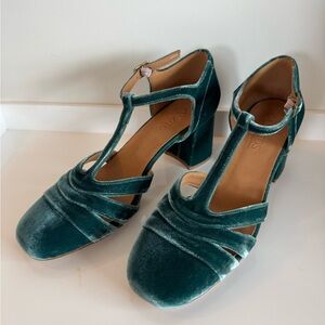 Green Velvet Women's Heels